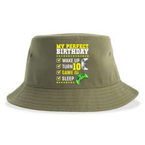 10th Birthday Party Perfect For Gamer 10 Years Old Boy Sustainable Bucket Hat