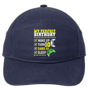 10th Birthday Party Perfect For Gamer 10 Years Old Boy 7-Panel Snapback Hat