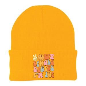 10th Birthday Peace Out Single Digit IM 10 Party Knit Cap Winter Beanie