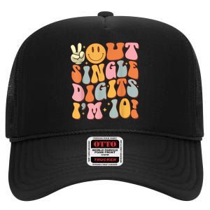 10th Birthday Peace Out Single Digit IM 10 Party High Crown Mesh Back Trucker Hat