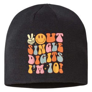 10th Birthday Peace Out Single Digit IM 10 Party Sustainable Beanie