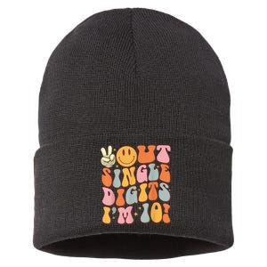 10th Birthday Peace Out Single Digit IM 10 Party Sustainable Knit Beanie