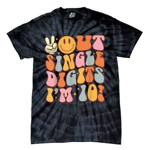 10th Birthday Peace Out Single Digit IM 10 Party Tie-Dye T-Shirt