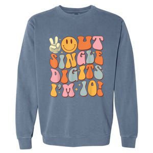 10th Birthday Peace Out Single Digit IM 10 Party Garment-Dyed Sweatshirt