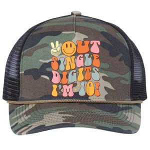 10th Birthday Peace Out Single Digit IM 10 Party Retro Rope Trucker Hat Cap