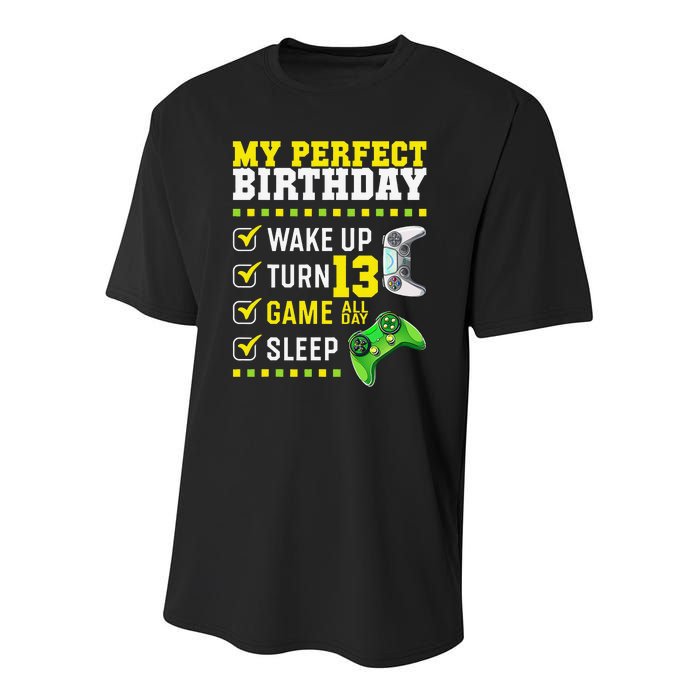 13th Birthday Party Perfect For Gamer 13 Years Old Youth Performance Sprint T-Shirt