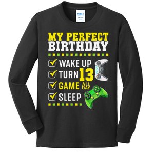 13th Birthday Party Perfect For Gamer 13 Years Old Kids Long Sleeve Shirt