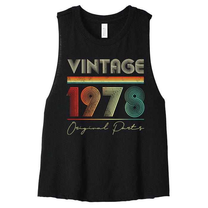 1978 Birthday Retro Original Parts 45th Birthday Women's Racerback Cropped Tank