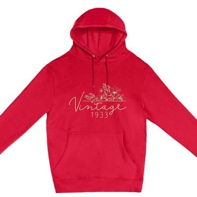 1933 Birthday Retro Original Parts 90th Birthday Premium Pullover Hoodie