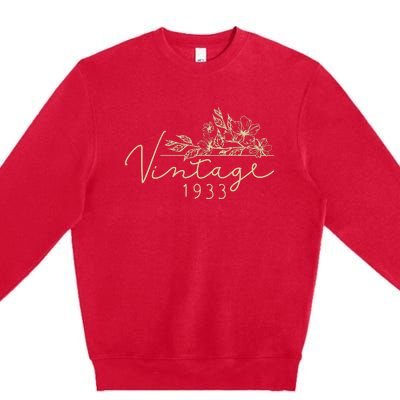 1933 Birthday Retro Original Parts 90th Birthday Premium Crewneck Sweatshirt