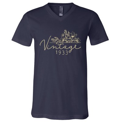 1933 Birthday Retro Original Parts 90th Birthday V-Neck T-Shirt