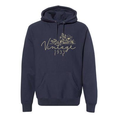 1933 Birthday Retro Original Parts 90th Birthday Premium Hoodie