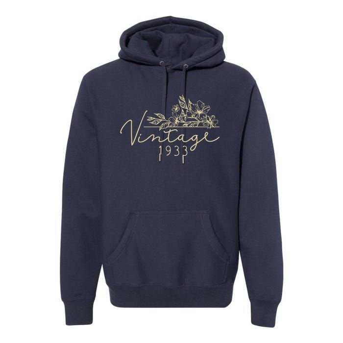 1933 Birthday Retro Original Parts 90th Birthday Premium Hoodie