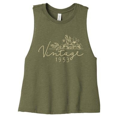 1953 Birthday Retro Original Parts 70th Birthday Women's Racerback Cropped Tank