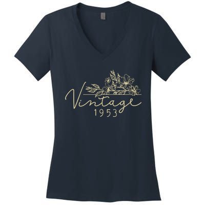 1953 Birthday Retro Original Parts 70th Birthday Women's V-Neck T-Shirt