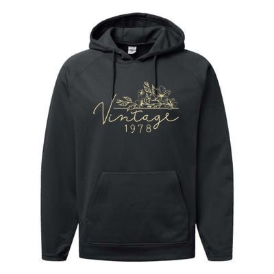 1978 Birthday Retro Original Parts 45th Birthday Performance Fleece Hoodie