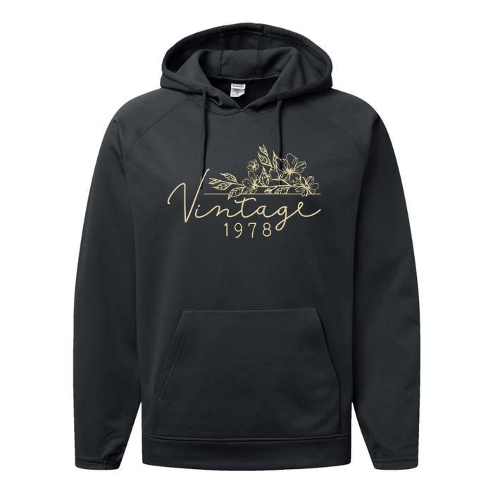 1978 Birthday Retro Original Parts 45th Birthday Performance Fleece Hoodie