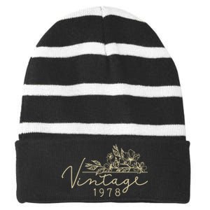 1978 Birthday Retro Original Parts 45th Birthday Striped Beanie with Solid Band