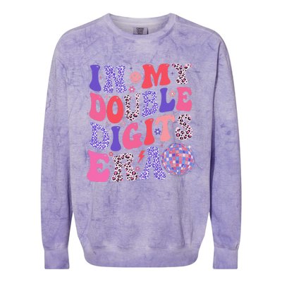 10th Birthday Retro In My Double Digits Era Colorblast Crewneck Sweatshirt