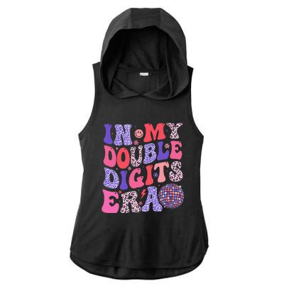 10th Birthday Retro In My Double Digits Era Ladies PosiCharge Tri-Blend Wicking Draft Hoodie Tank