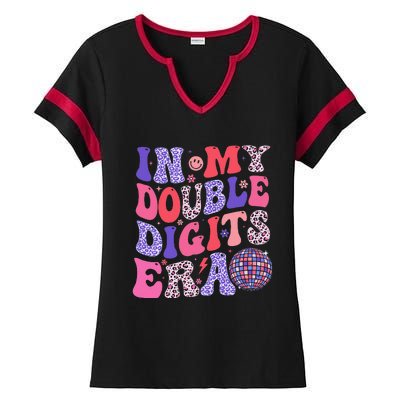 10th Birthday Retro In My Double Digits Era Ladies Halftime Notch Neck Tee