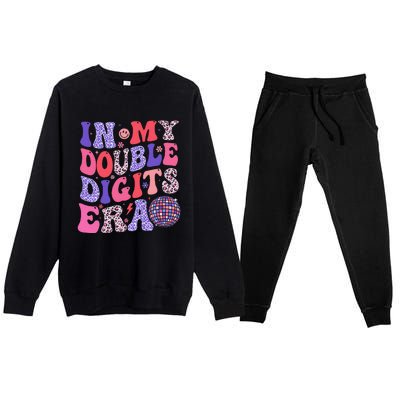 10th Birthday Retro In My Double Digits Era Premium Crewneck Sweatsuit Set