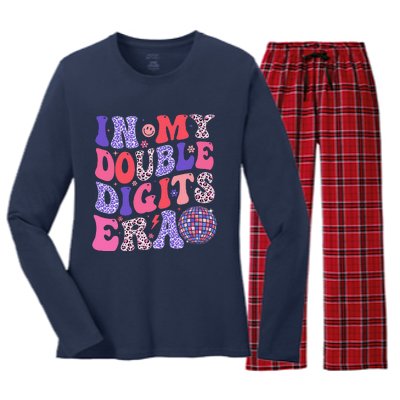 10th Birthday Retro In My Double Digits Era Women's Long Sleeve Flannel Pajama Set 