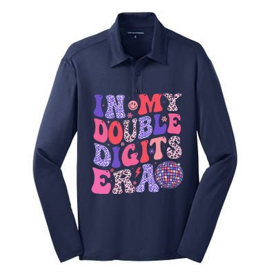 10th Birthday Retro In My Double Digits Era Silk Touch Performance Long Sleeve Polo