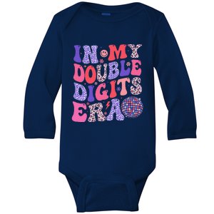 10th Birthday Retro In My Double Digits Era Baby Long Sleeve Bodysuit