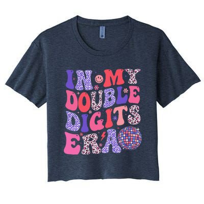 10th Birthday Retro In My Double Digits Era Women's Crop Top Tee