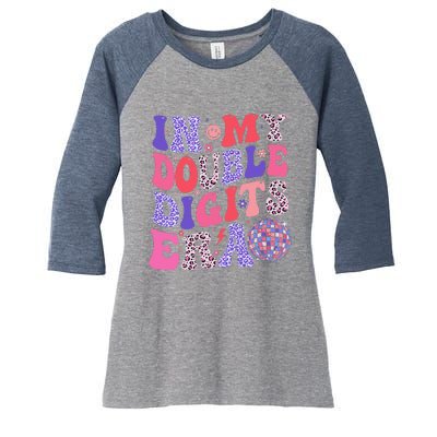 10th Birthday Retro In My Double Digits Era Women's Tri-Blend 3/4-Sleeve Raglan Shirt