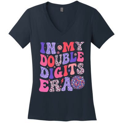 10th Birthday Retro In My Double Digits Era Women's V-Neck T-Shirt