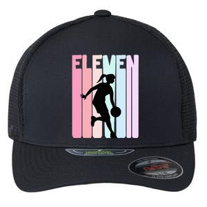 11th Birthday Retro Basketball Player 11 Years Old Flexfit Unipanel Trucker Cap