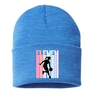 11th Birthday Retro Basketball Player 11 Years Old Sustainable Knit Beanie