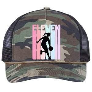 11th Birthday Retro Basketball Player 11 Years Old Retro Rope Trucker Hat Cap