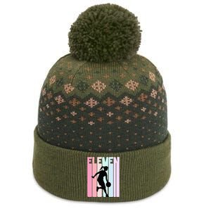 11th Birthday Retro Basketball Player 11 Years Old The Baniff Cuffed Pom Beanie