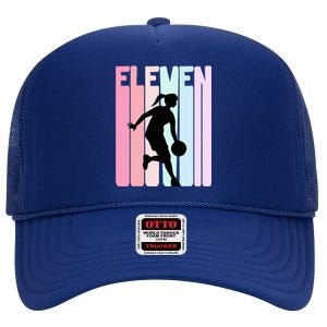 11th Birthday Retro Basketball Player 11 Years Old High Crown Mesh Back Trucker Hat