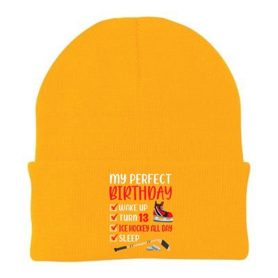 13th Birthday Retro Ice Hockey 13 Years Old Knit Cap Winter Beanie