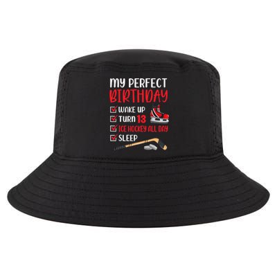 13th Birthday Retro Ice Hockey 13 Years Old Cool Comfort Performance Bucket Hat