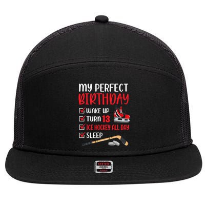 13th Birthday Retro Ice Hockey 13 Years Old 7 Panel Mesh Trucker Snapback Hat