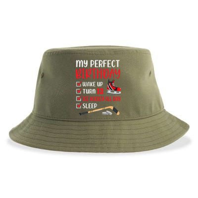 13th Birthday Retro Ice Hockey 13 Years Old Sustainable Bucket Hat