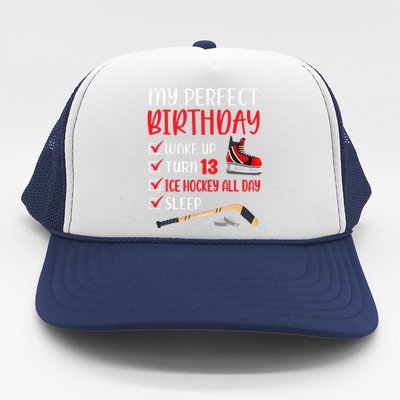 13th Birthday Retro Ice Hockey 13 Years Old Trucker Hat