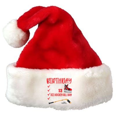 13th Birthday Retro Ice Hockey 13 Years Old Premium Christmas Santa Hat