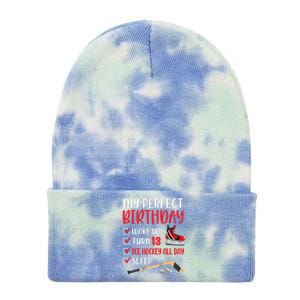 13th Birthday Retro Ice Hockey 13 Years Old Tie Dye 12in Knit Beanie