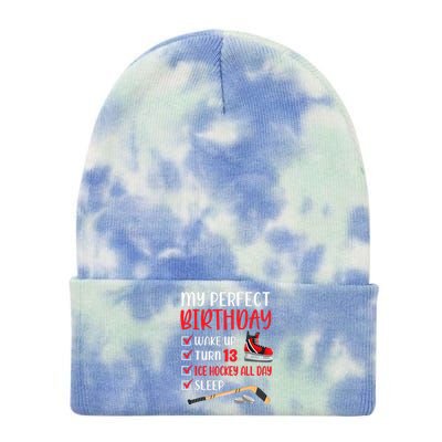 13th Birthday Retro Ice Hockey 13 Years Old Tie Dye 12in Knit Beanie