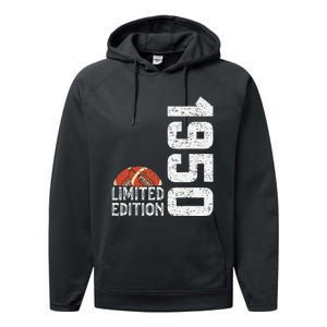 1950 Birthday Rugby Limited Edition Born In 1950 Performance Fleece Hoodie