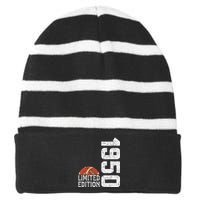 1950 Birthday Rugby Limited Edition Born In 1950 Striped Beanie with Solid Band