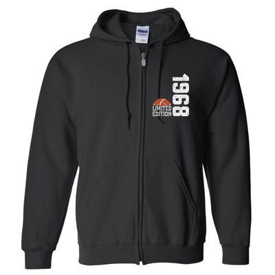 1968 Birthday Rugby Limited Edition Born In 1968 Full Zip Hoodie