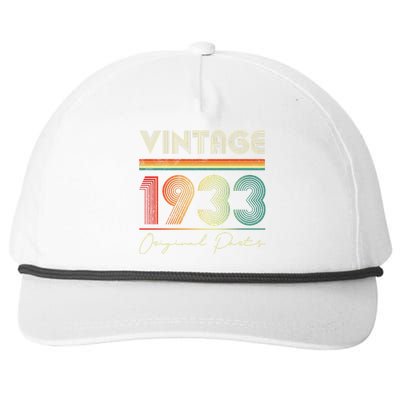 1933 Birthday Retro Original Parts 90th Birthday Snapback Five-Panel Rope Hat