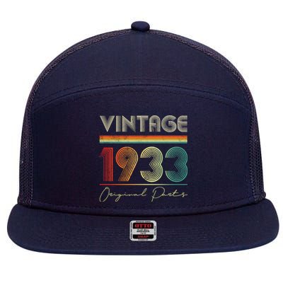 1933 Birthday Retro Original Parts 90th Birthday 7 Panel Mesh Trucker Snapback Hat